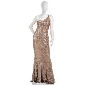 DRESS THE POPULATION 1 Shoulder Sequin Gown